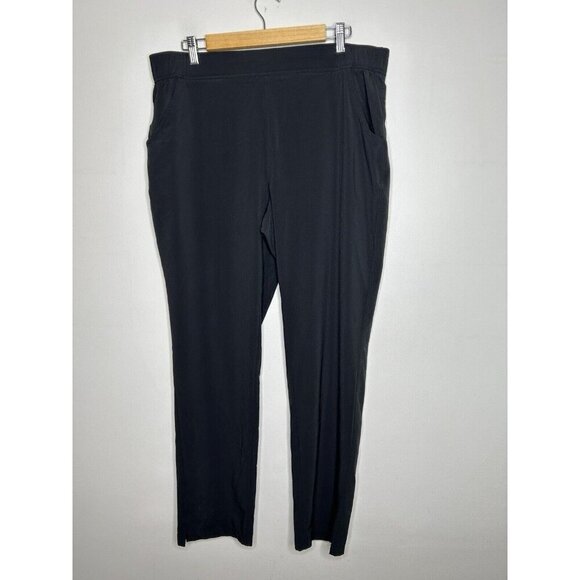 Eddie Bauer Pants Womens Solid Black Pockets Active Pull On Size TXL - Picture 1 of 12